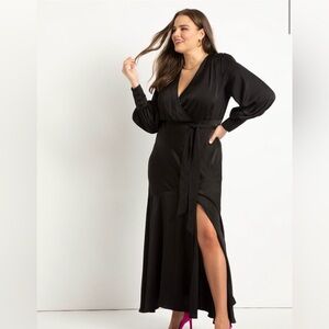Eloquii Black Satin Maxi Dress